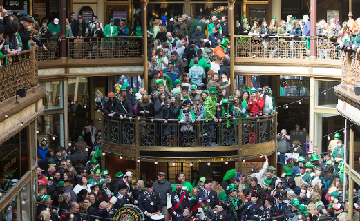 St. Patricks Day Celebrations at The Arcade in downtown Cleveland